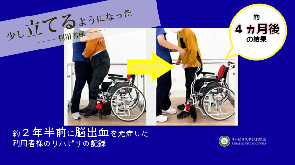 約４ヵ月間のリハビリで、少し立てるようになった！